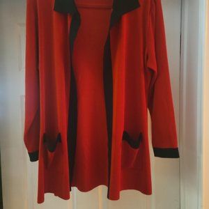 Misook Red Jacket with Black Trim--Size Medium--$35